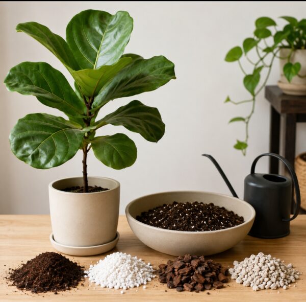 planter indoor Mini Wood Indoor Plant Stand with Ceramic Pot