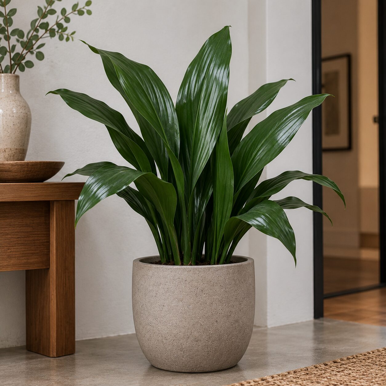 Low-Light Houseplants - Cast Iron Plant leaves in a shaded corner